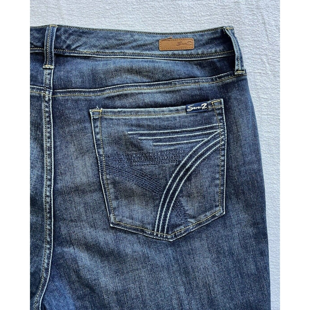 Seven 7 Womens Plus Sz 20 Straight Leg Jeans Dark Wash Blue Embroidered Pockets
